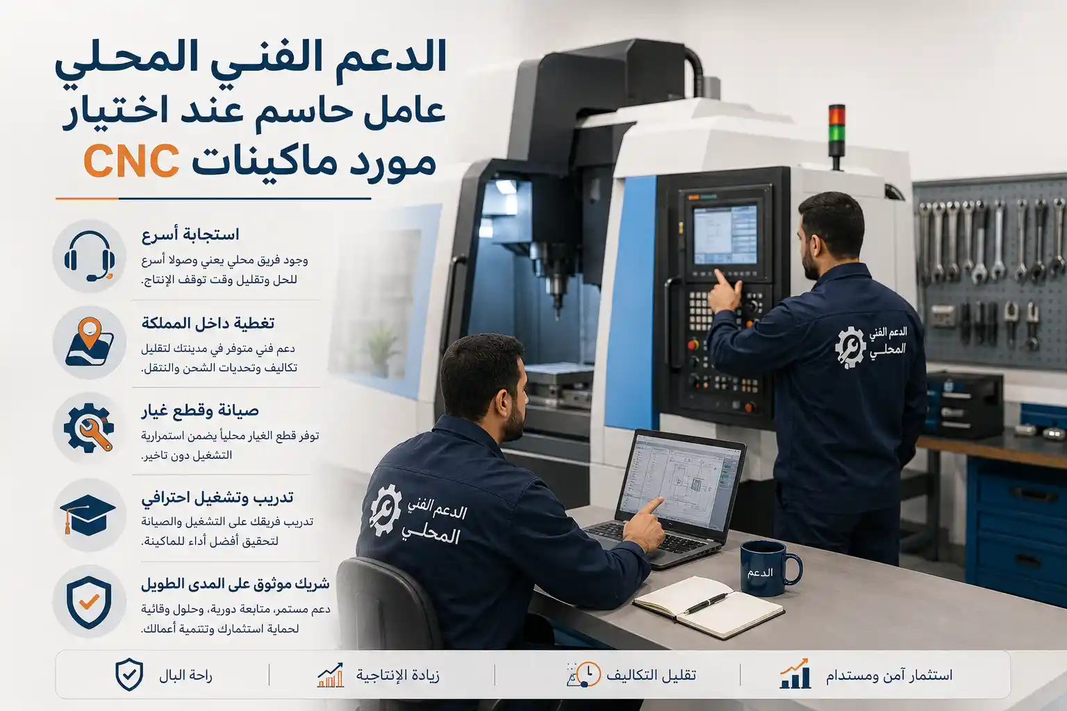 الدعم الفني المحلي عامل حاسم عند اختيار مورد ماكينات CNC